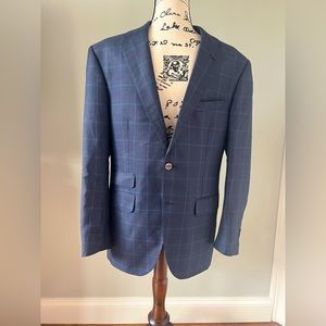 Custom Made Blue Plaid Coppley Blazer 40R